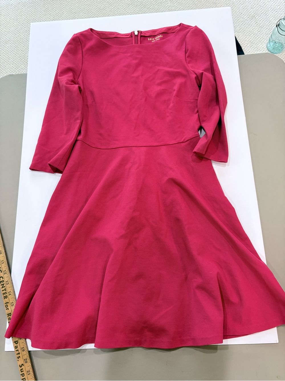 kate spade red Long-Sleeve Fit & Flare Midi Dress